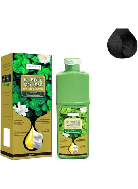 Bright Face Bubble Mousse Black Hair Dye Shampoo - 500 ml
