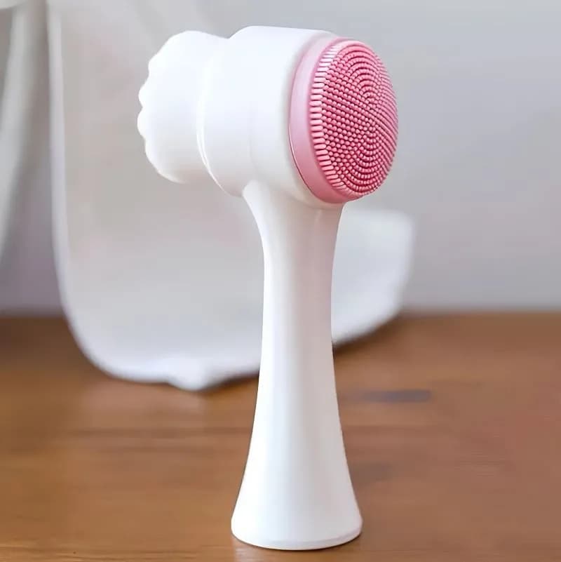 2-in-1 Silicone Facial Cleansing Brush - Pink